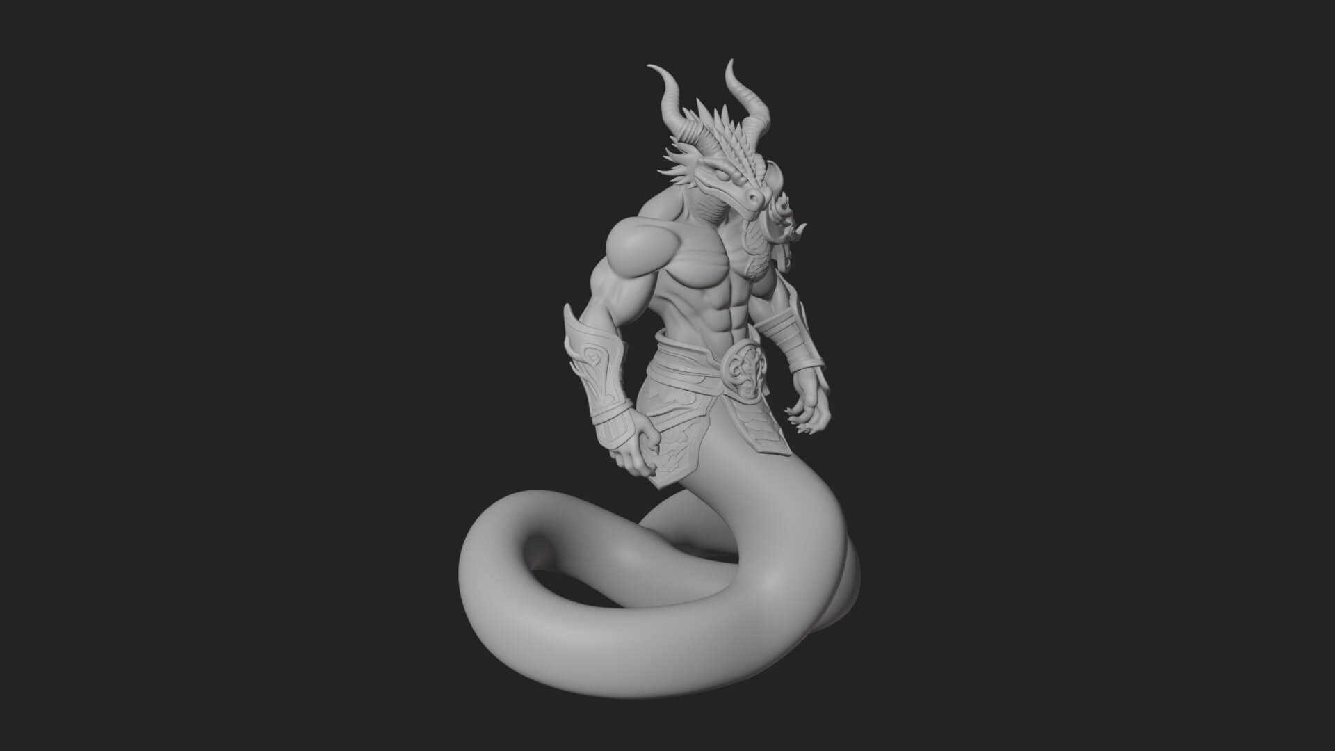 Serpent Bodied Naga Statue Design 3 3D Print Model 3D Model