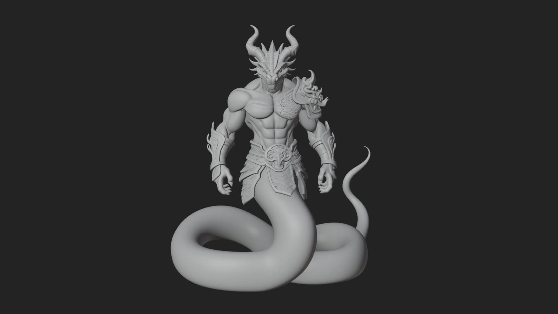 Serpent Bodied Naga Statue Design 3 3D Print Model 3D Model
