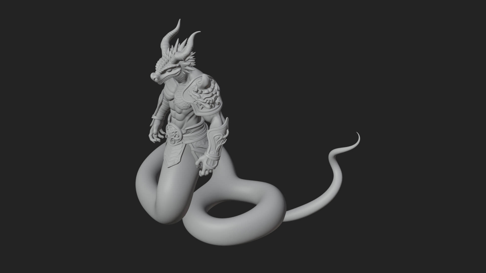 Serpent Bodied Naga Statue Design 3 3D Print Model 3D Model