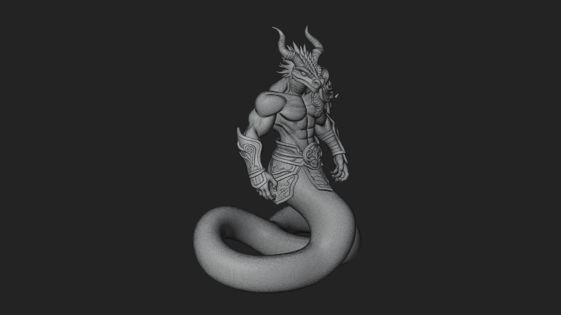 Serpent Bodied Naga Statue Design 3 3D Print Model 3D Model