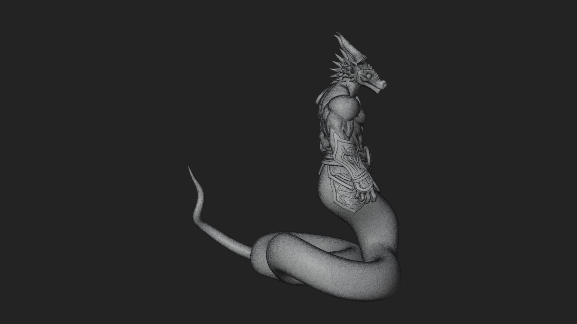 Serpent Bodied Naga Statue Design 3 3D Print Model 3D Model