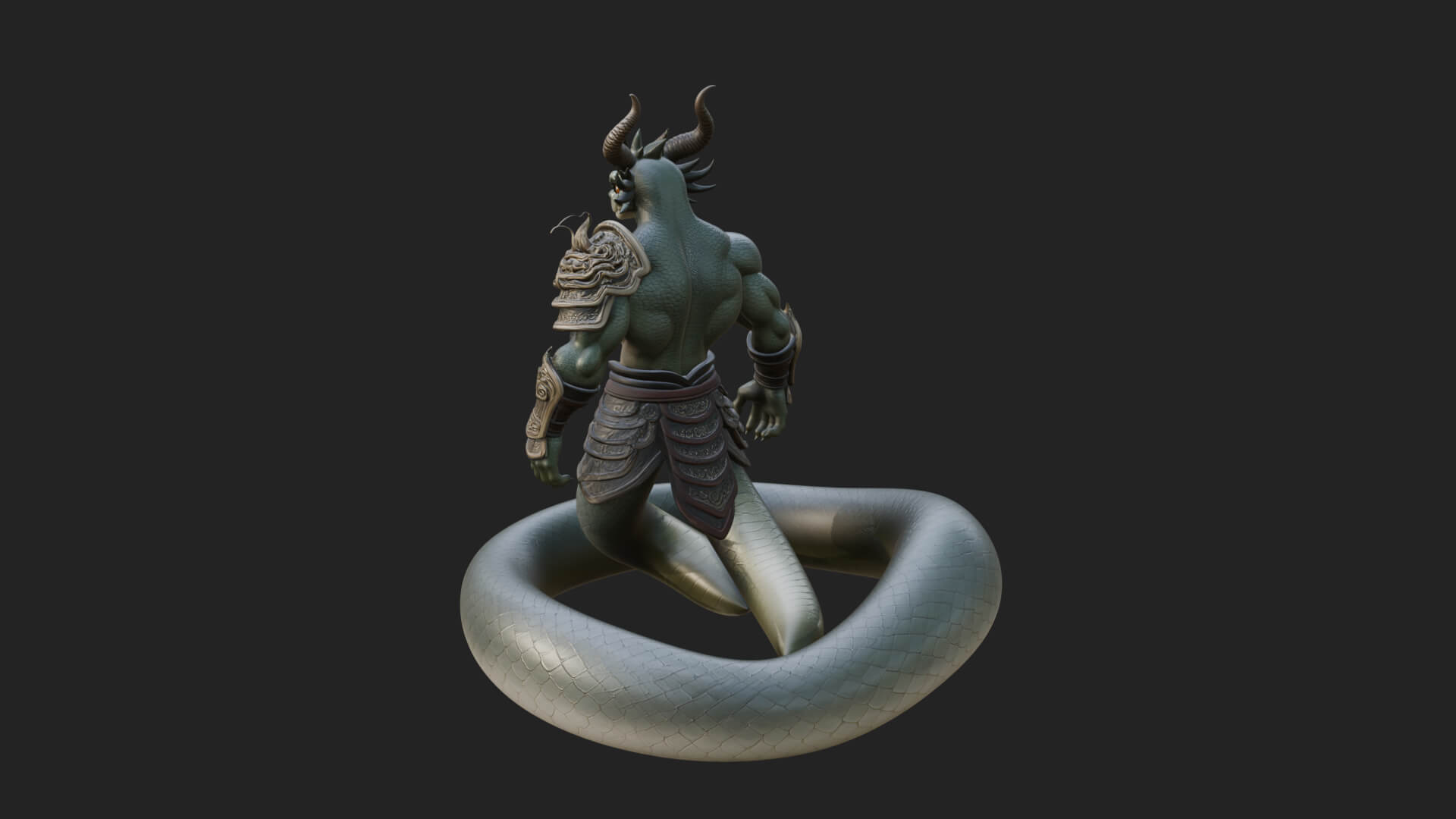 Serpent-Bodied Naga Statue Design 4 3D Print Model 3D Model