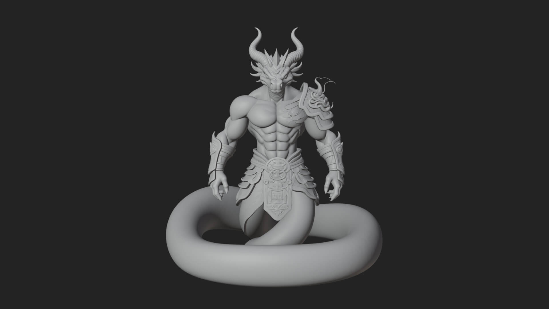 Serpent-Bodied Naga Statue Design 4 3D Print Model 3D Model