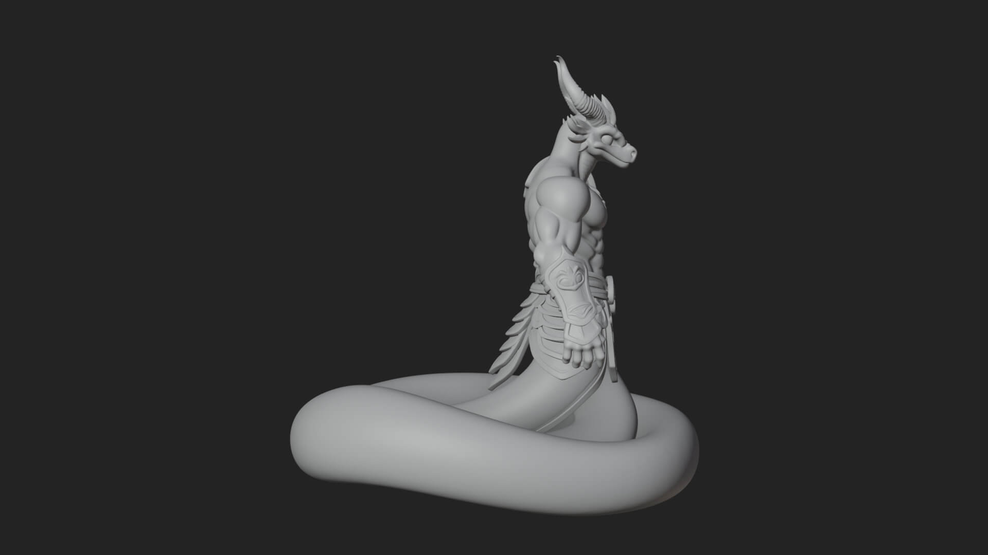 Serpent-Bodied Naga Statue Design 4 3D Print Model 3D Model