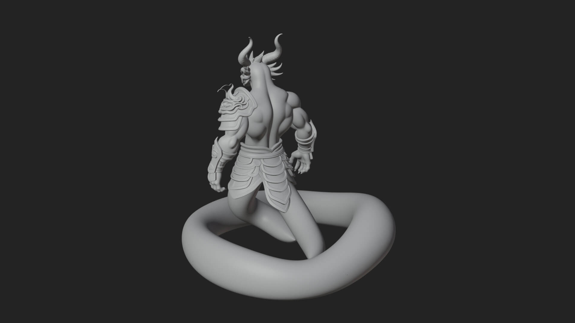 Serpent-Bodied Naga Statue Design 4 3D Print Model 3D Model