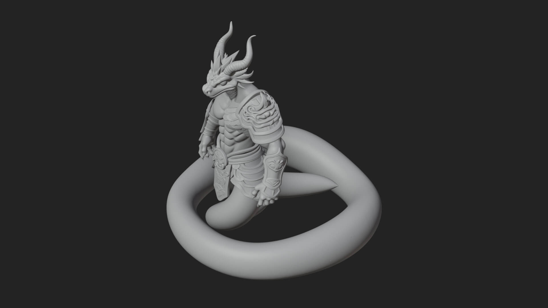 Serpent-Bodied Naga Statue Design 4 3D Print Model 3D Model