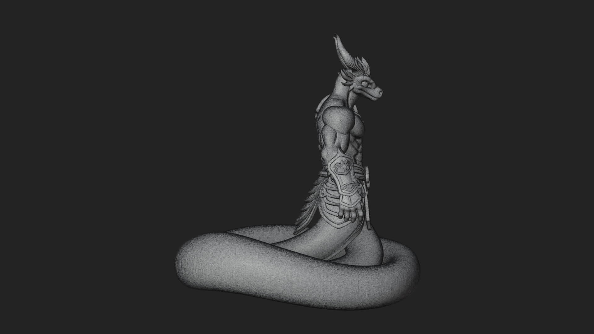 Serpent-Bodied Naga Statue Design 4 3D Print Model 3D Model
