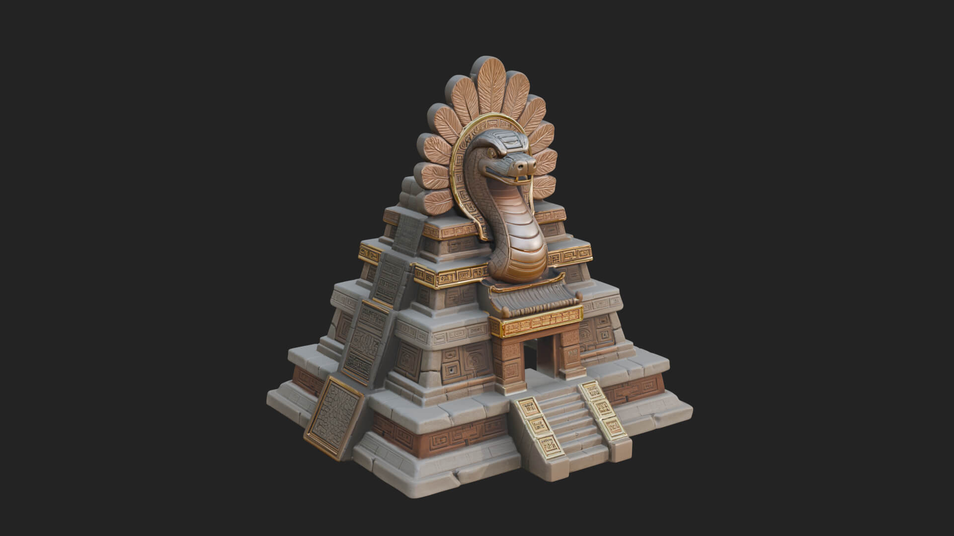 Serpent Crown Step Temple Design 1 3D Print Model 3D Model