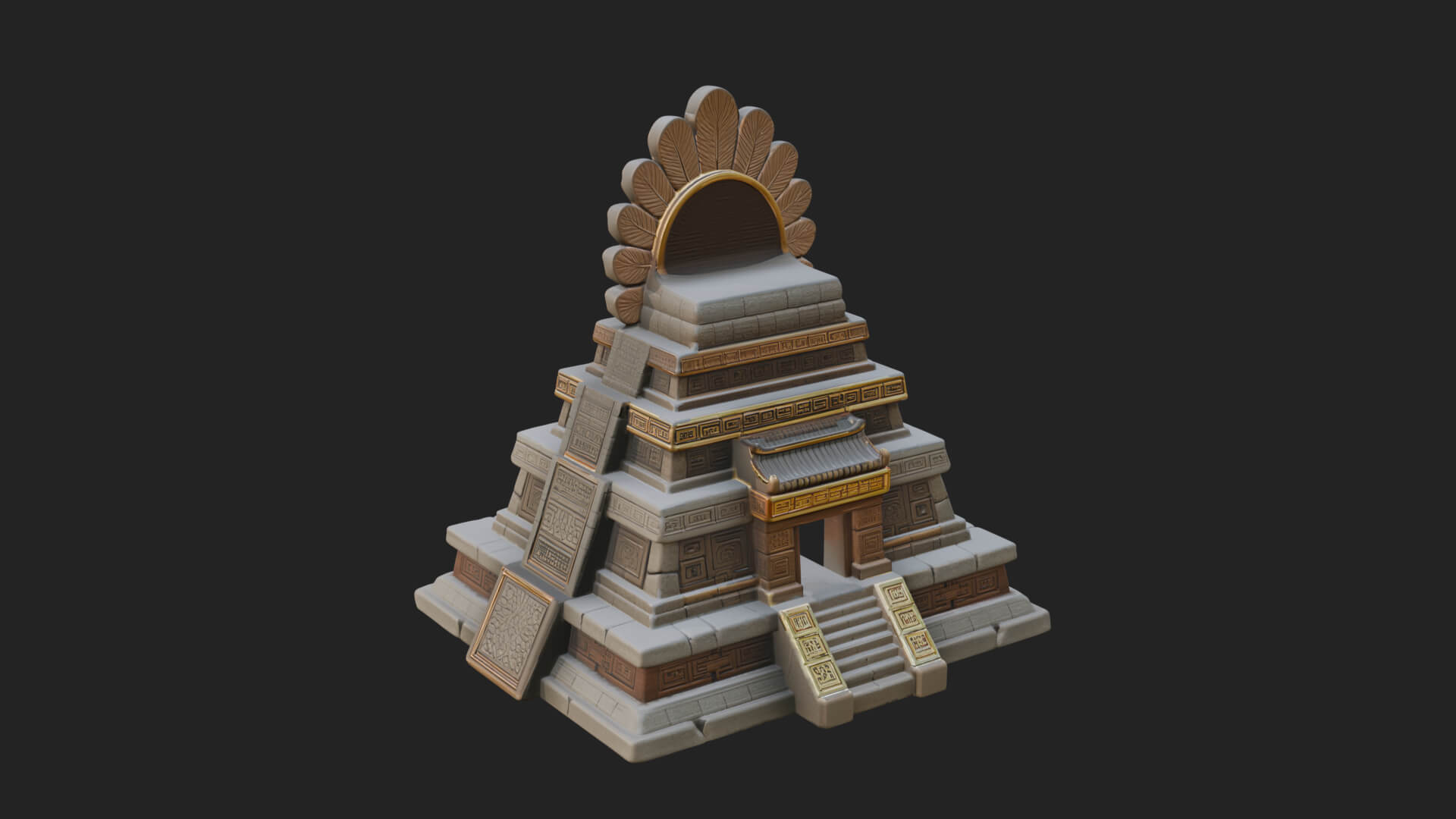 Serpent Crown Step Temple Design 1 3D Print Model 3D Model