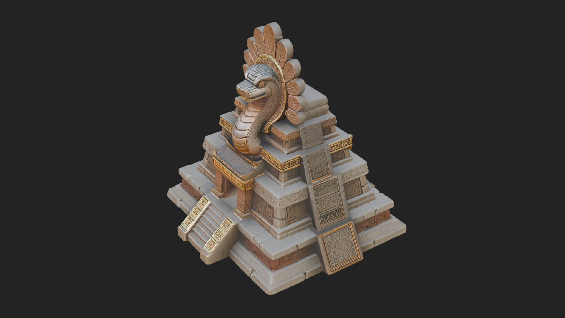 Serpent Crown Step Temple Design 1 3D Print Model 3D Model