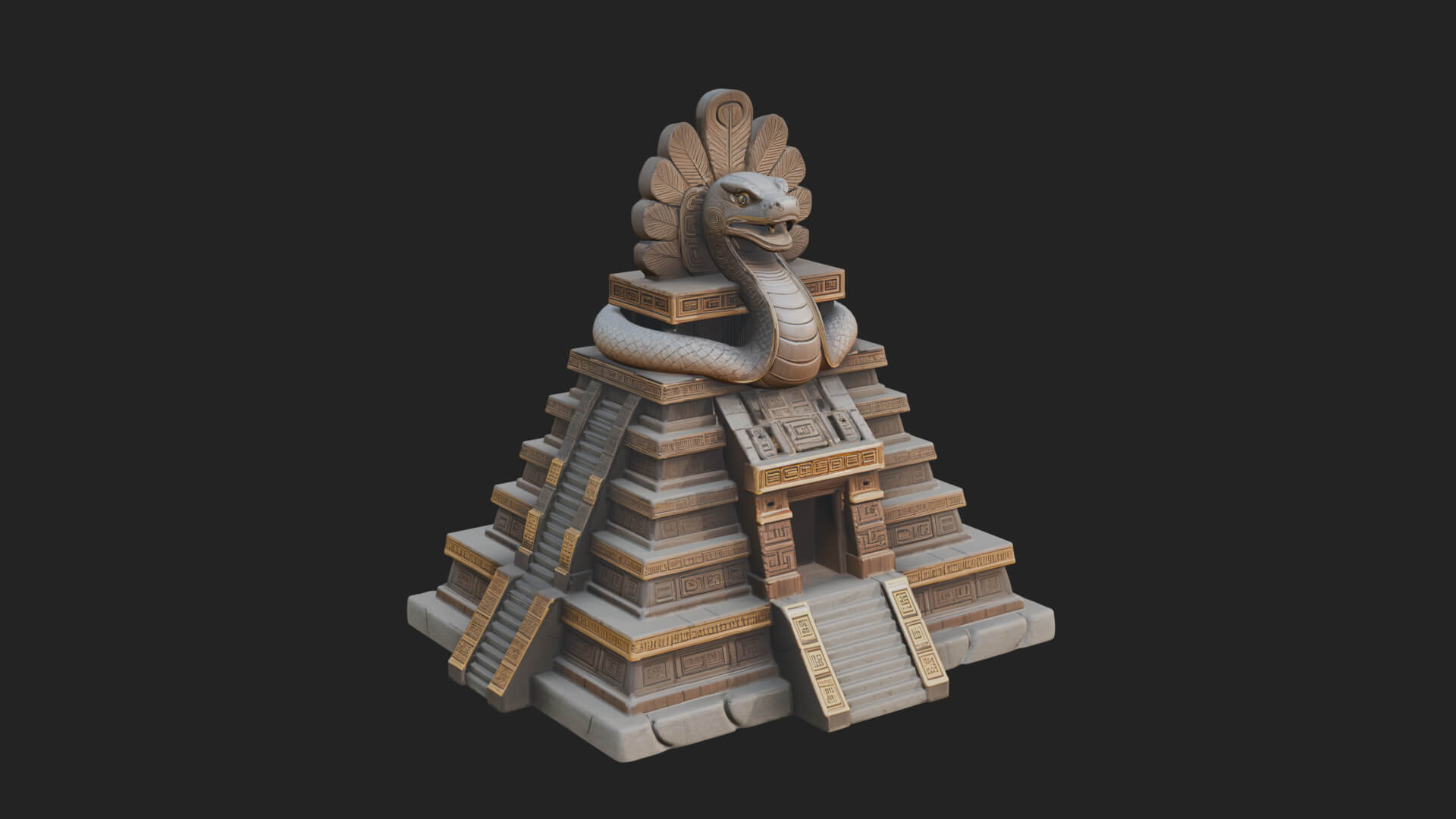 Serpent Crown Step Temple Design 2 3D Print Model 3D Model