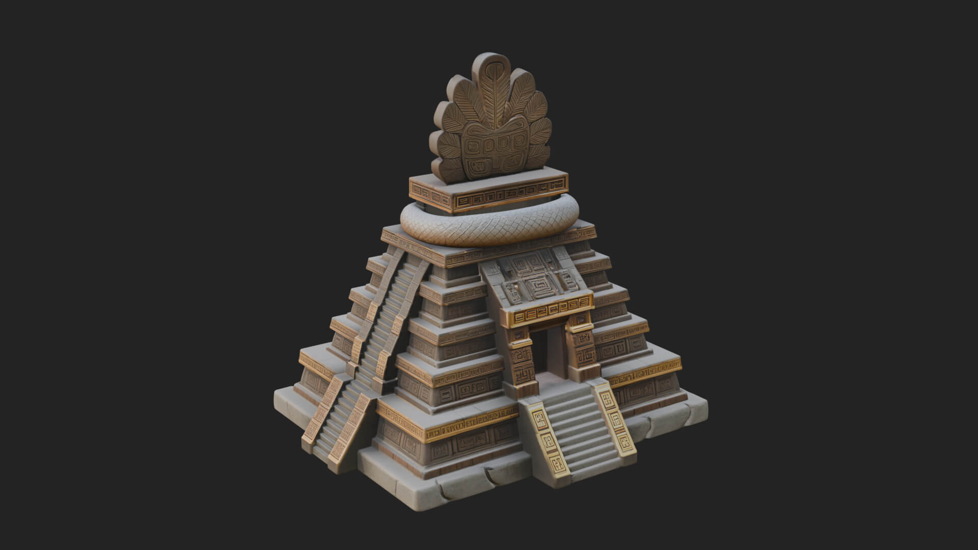 Serpent Crown Step Temple Design 2 3D Print Model 3D Model
