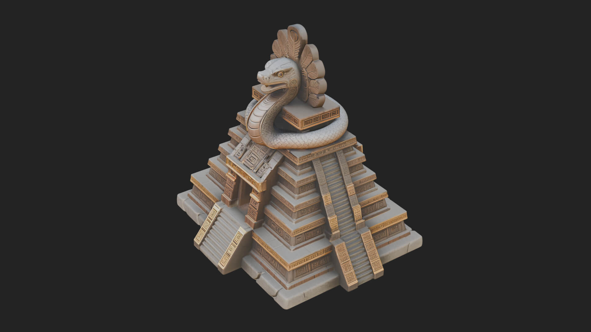 Serpent Crown Step Temple Design 2 3D Print Model 3D Model