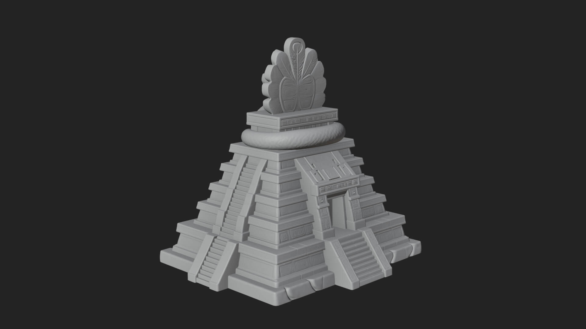 Serpent Crown Step Temple Design 2 3D Print Model 3D Model