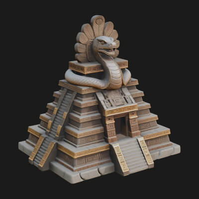 Serpent Crown Step Temple Design 2 3D Print Model