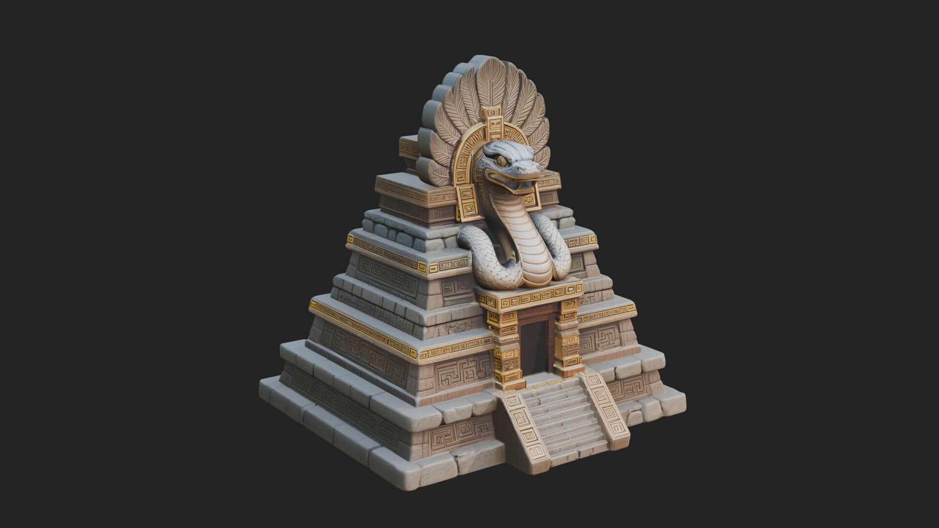 Serpent Crown Step Temple Design 3 3D Print Model 3D Model