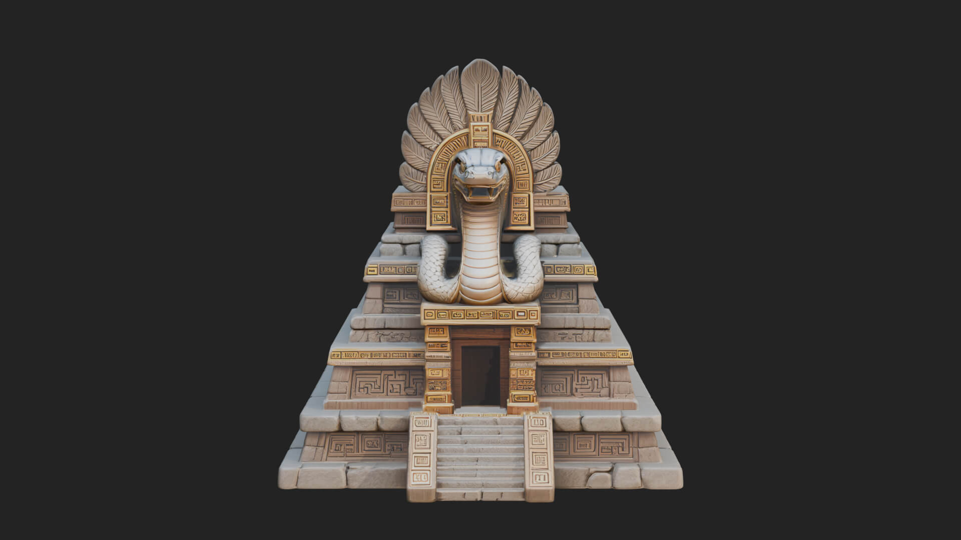 Serpent Crown Step Temple Design 3 3D Print Model 3D Model