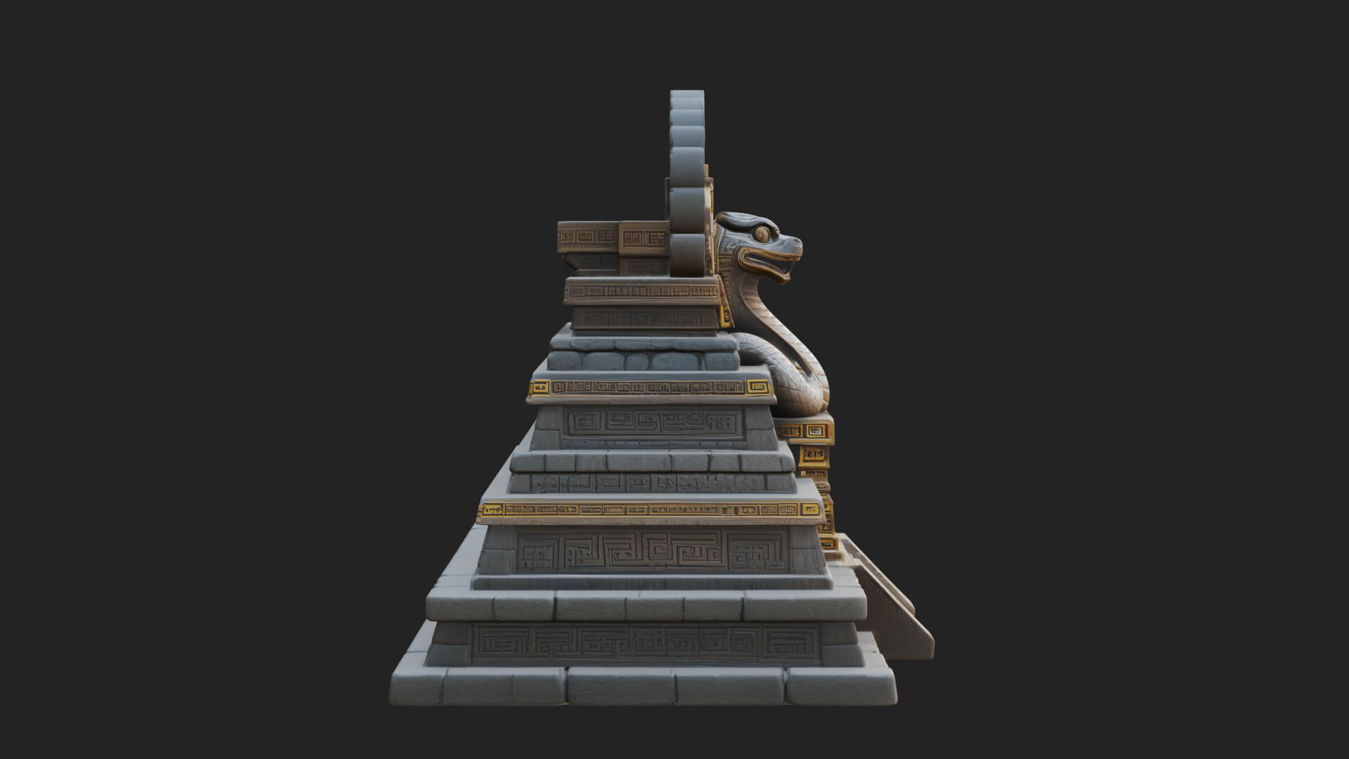 Serpent Crown Step Temple Design 3 3D Print Model 3D Model