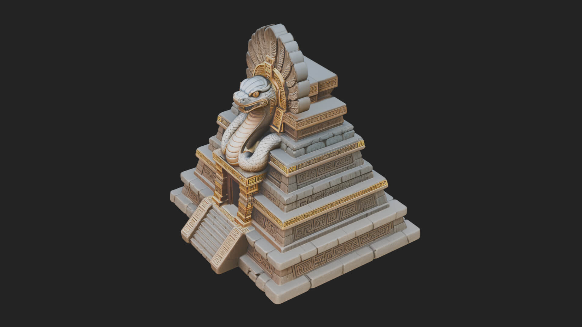 Serpent Crown Step Temple Design 3 3D Print Model 3D Model
