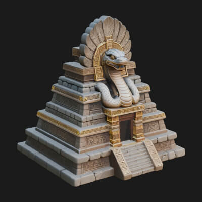 Serpent Crown Step Temple Design 3 3D Print Model