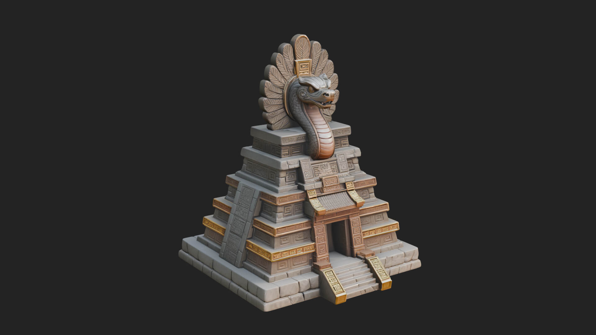 Serpent Crown Step Temple Design 4 3D Print Model 3D Model