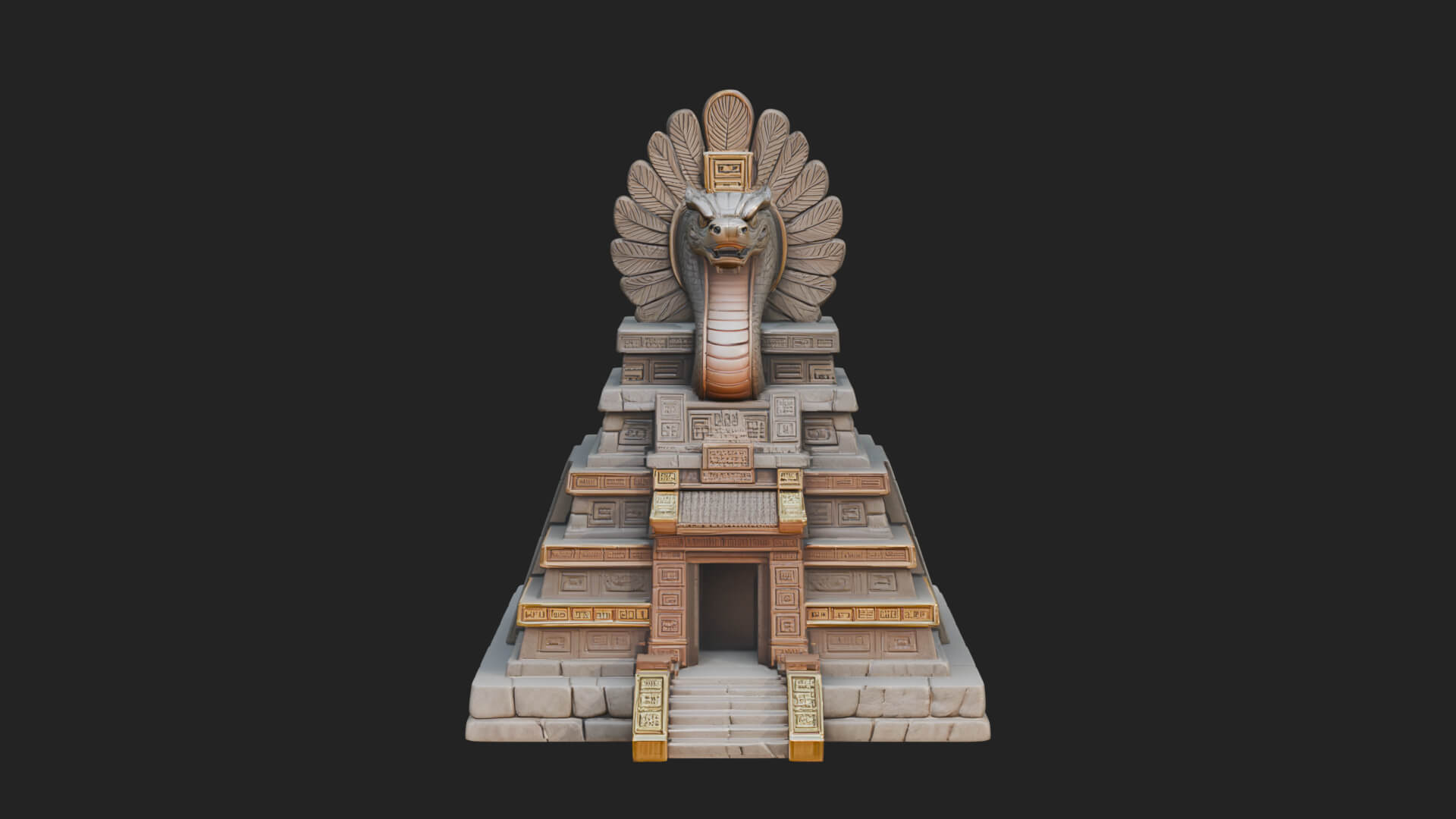 Serpent Crown Step Temple Design 4 3D Print Model 3D Model