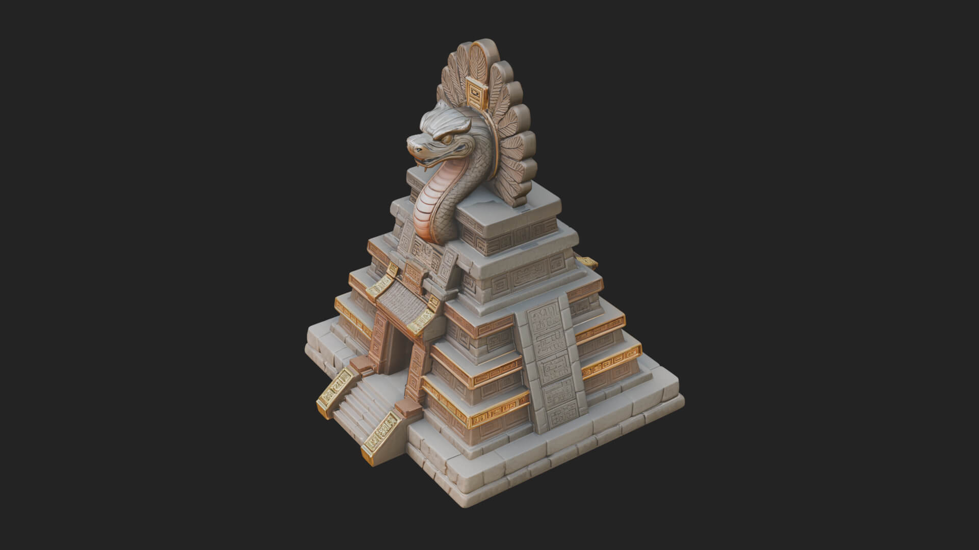 Serpent Crown Step Temple Design 4 3D Print Model 3D Model