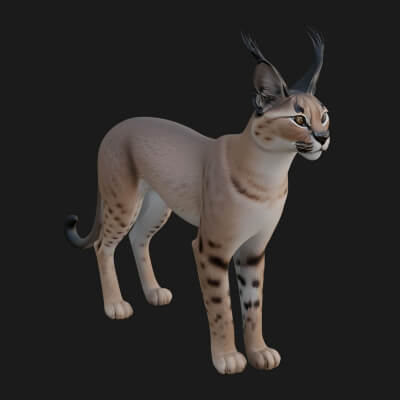 Serval Cat Statue Design 1 3D Print Model