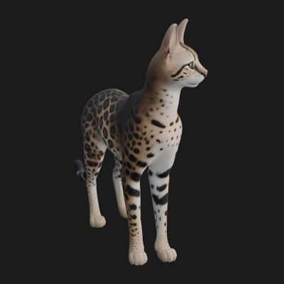 Serval Cat Statue Design 13 3d Print Model