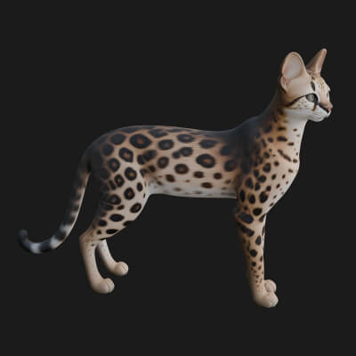 Serval Cat Statue Design 16 3D Print Model