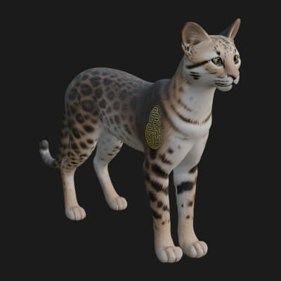 Serval Cat Statue Design 18 3D Print Model