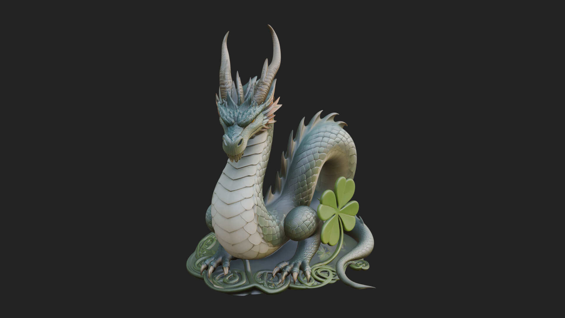 Shamrock Celtic Dragon Statue Design 1 3D Print Model 3D Model