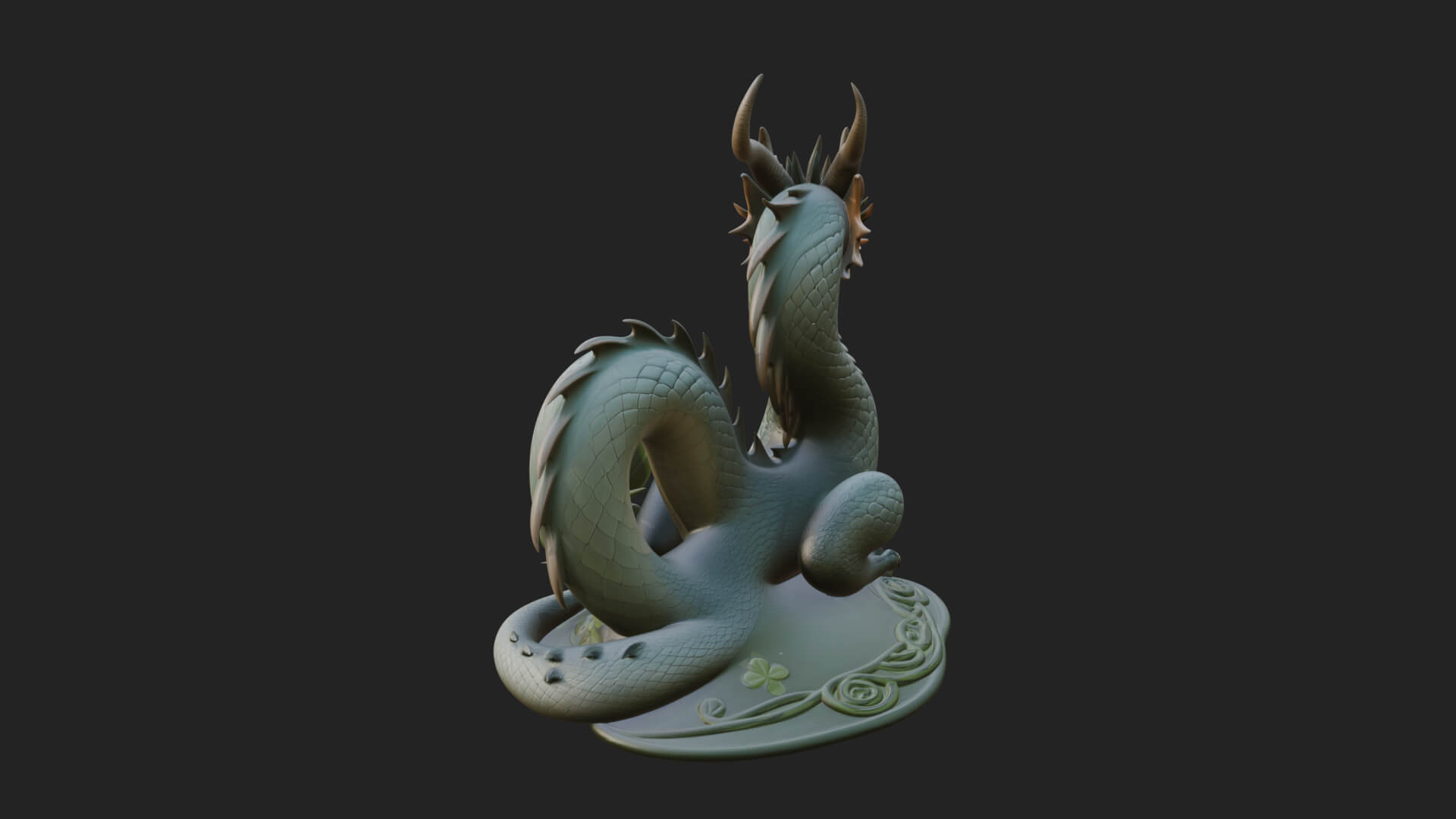 Shamrock Celtic Dragon Statue Design 1 3D Print Model 3D Model