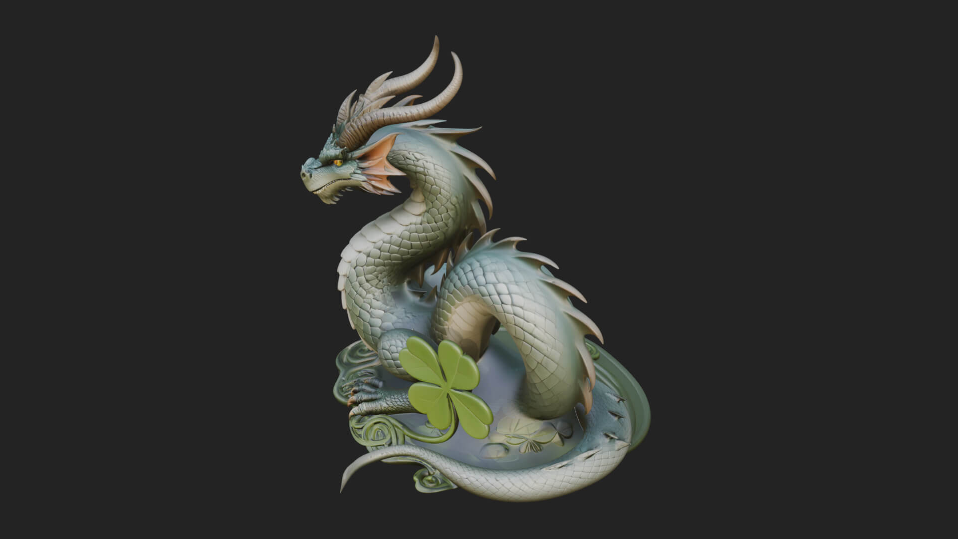 Shamrock Celtic Dragon Statue Design 1 3D Print Model 3D Model