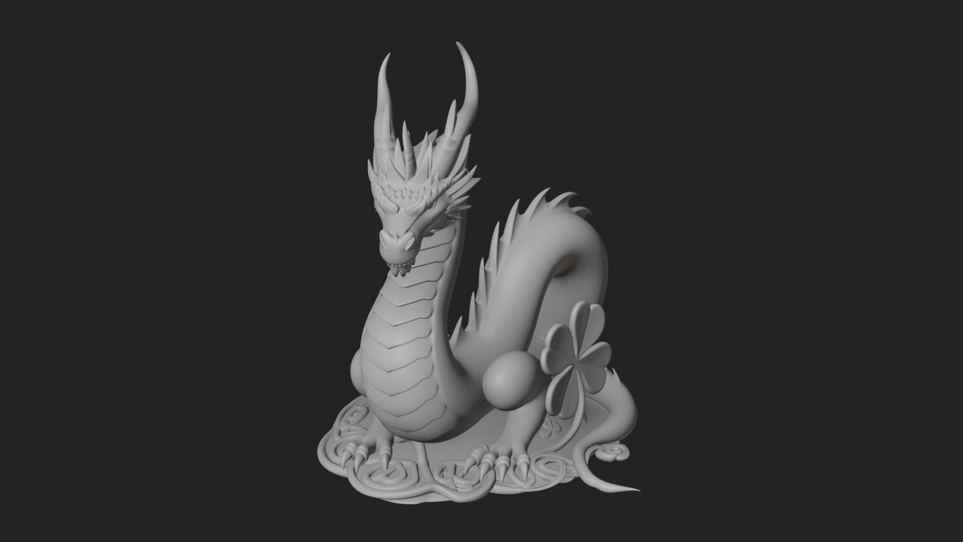 Shamrock Celtic Dragon Statue Design 1 3D Print Model 3D Model