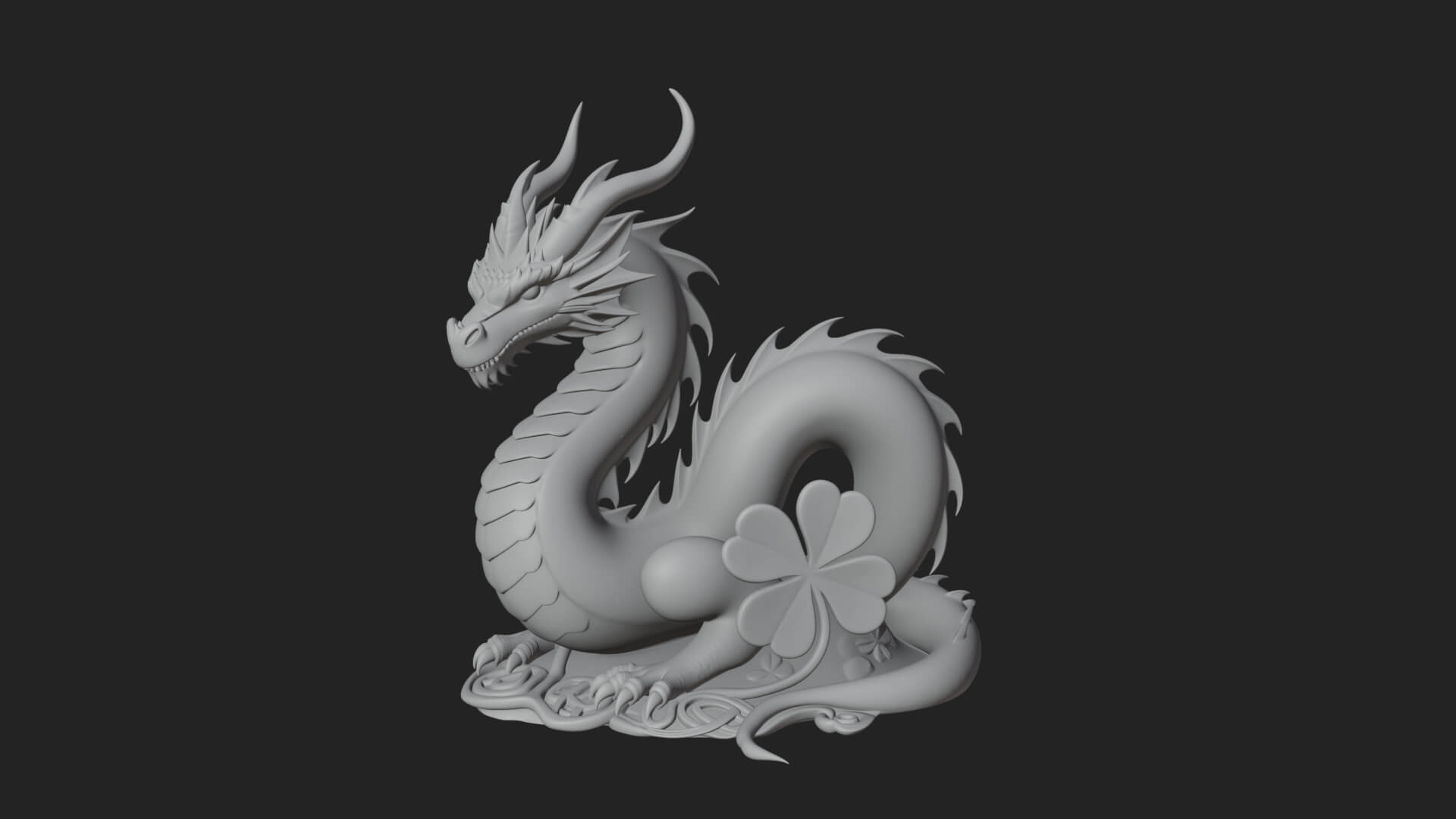 Shamrock Celtic Dragon Statue Design 1 3D Print Model 3D Model