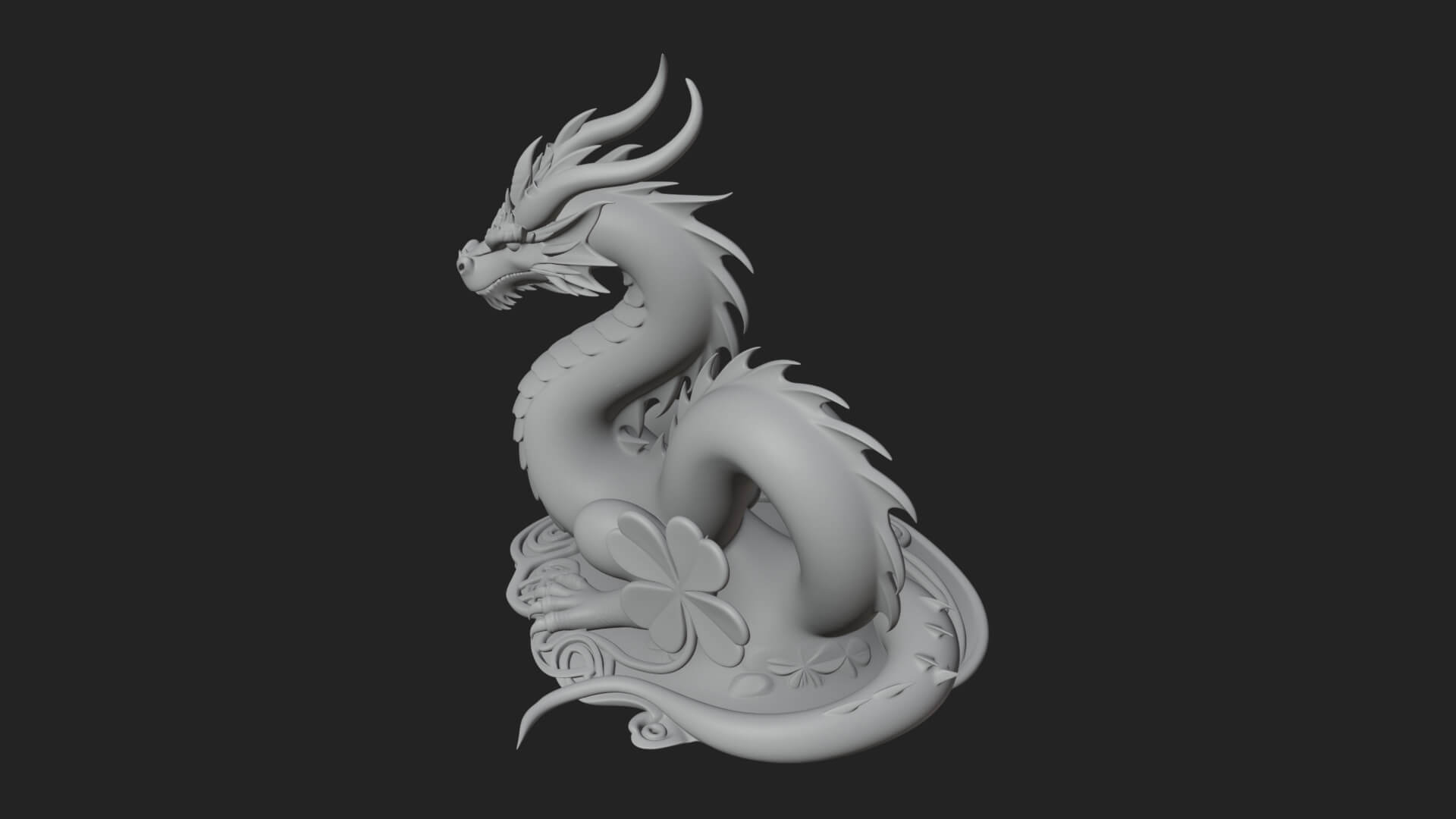 Shamrock Celtic Dragon Statue Design 1 3D Print Model 3D Model