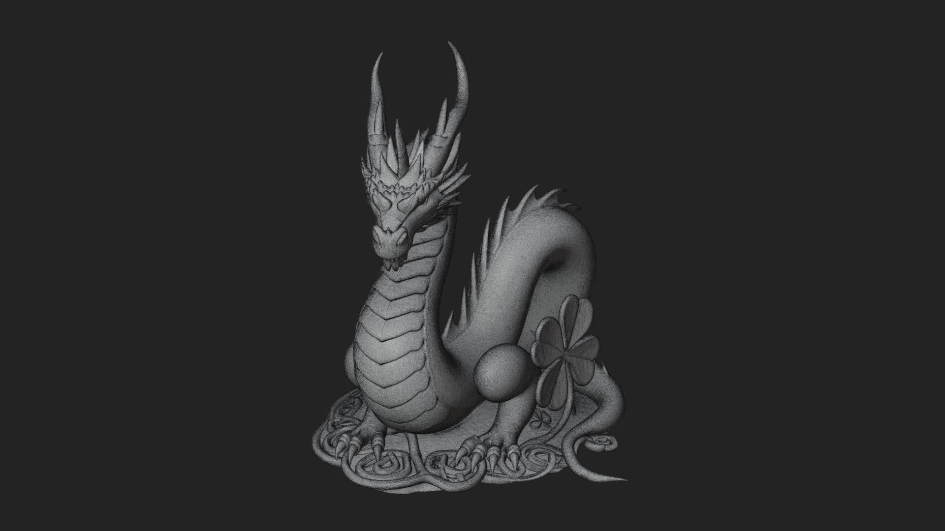 Shamrock Celtic Dragon Statue Design 1 3D Print Model 3D Model