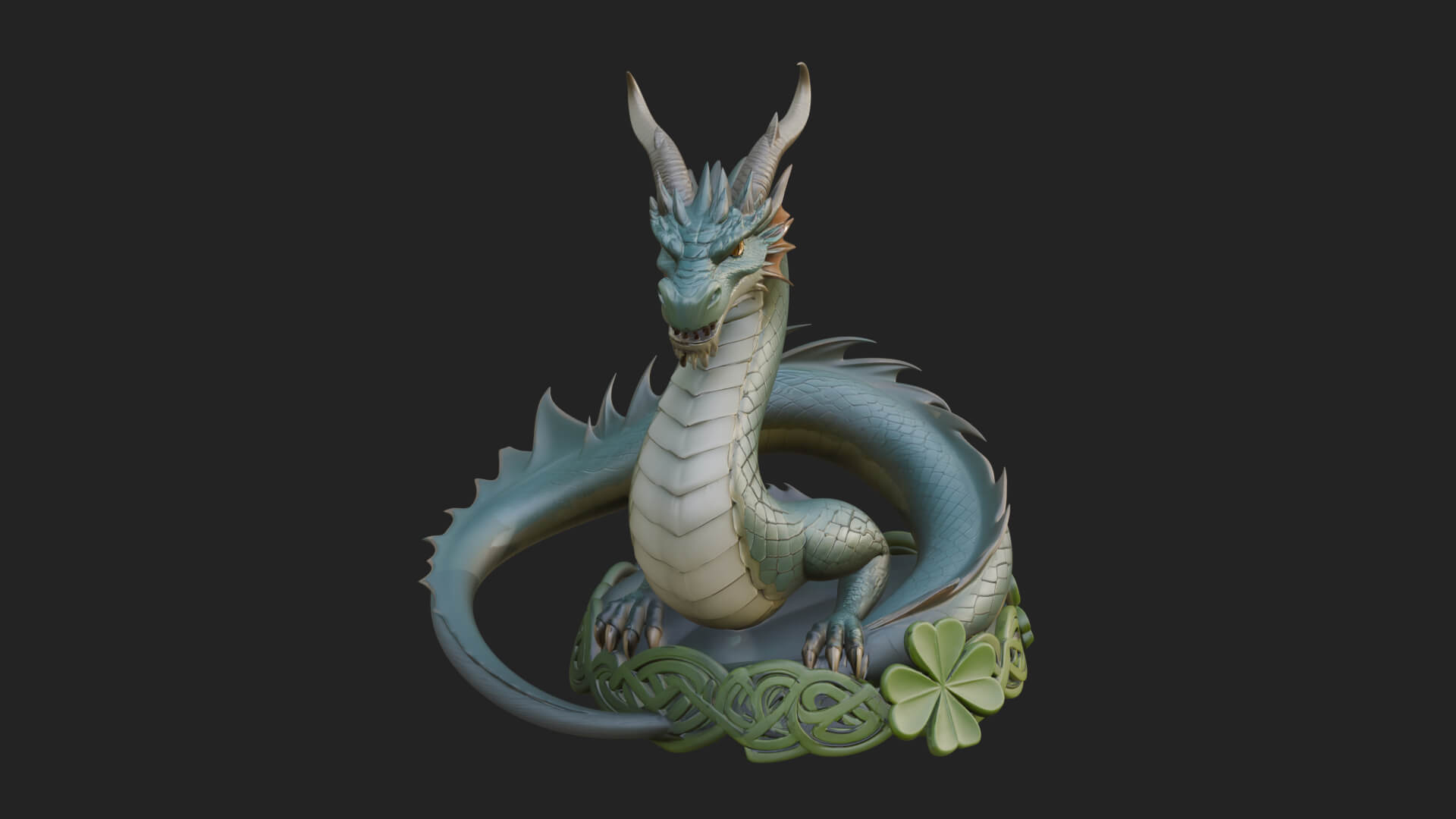 Shamrock Celtic Dragon Statue Design 2 3D Print Model 3D Model