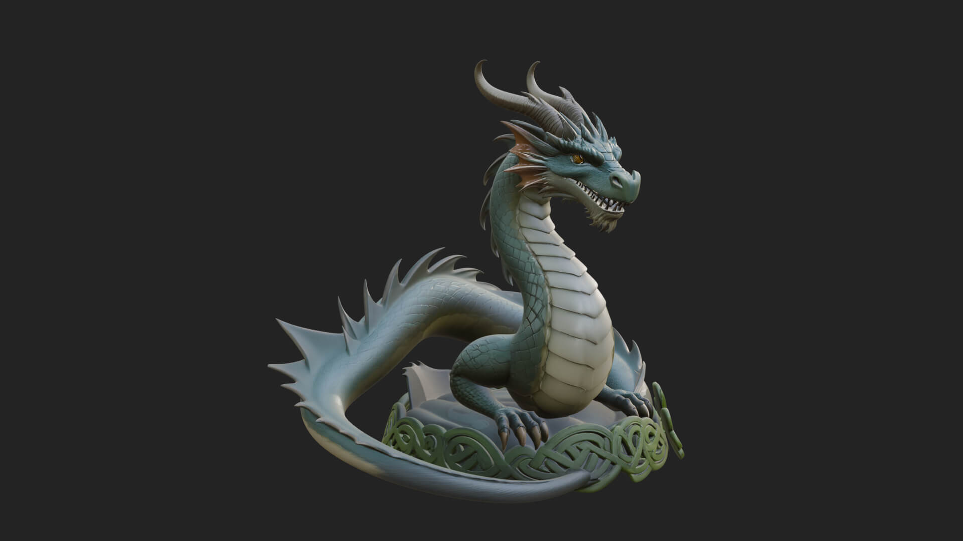 Shamrock Celtic Dragon Statue Design 2 3D Print Model 3D Model