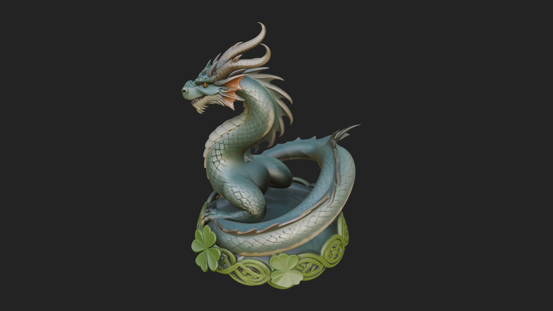 Shamrock Celtic Dragon Statue Design 2 3D Print Model 3D Model
