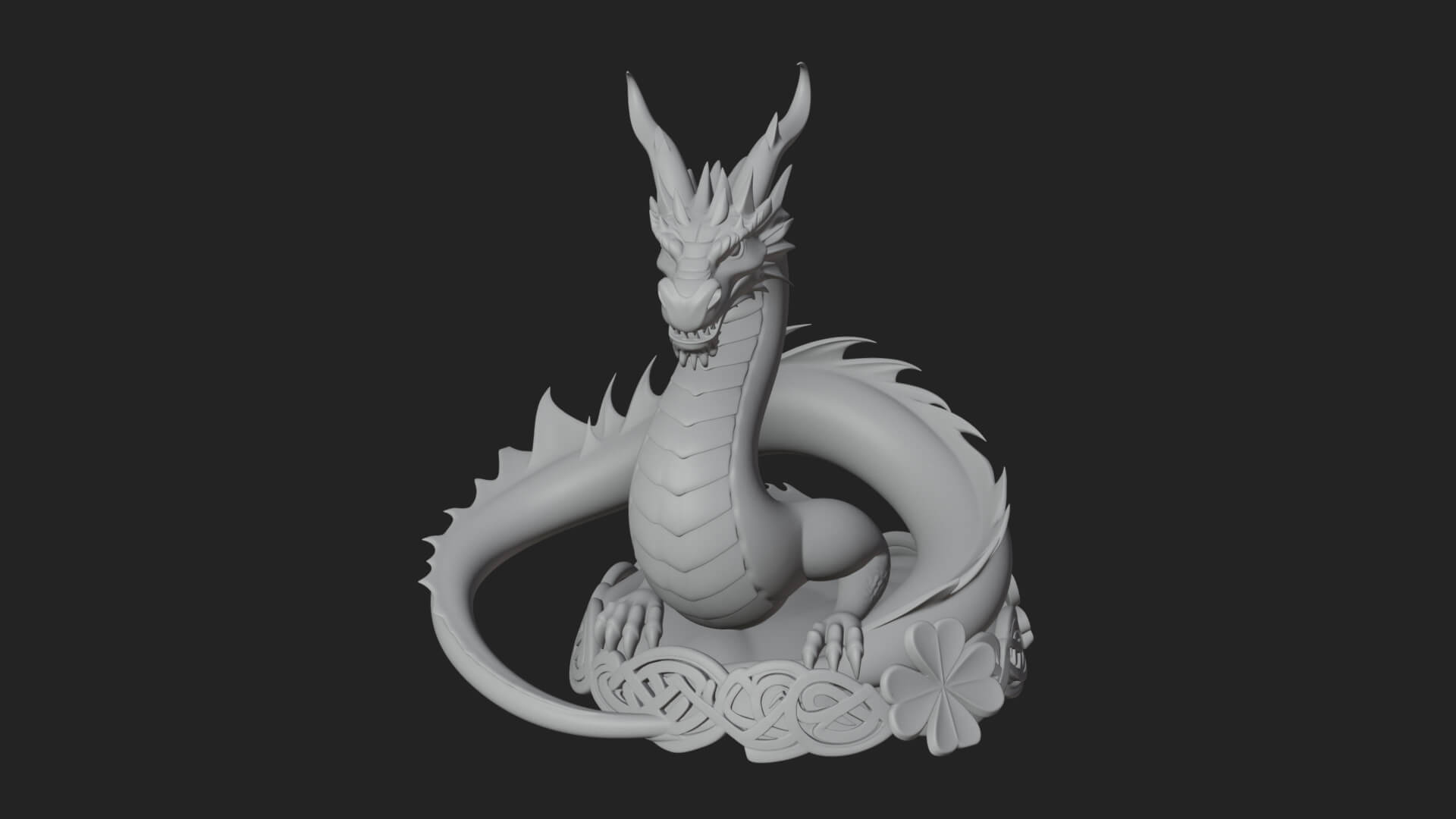 Shamrock Celtic Dragon Statue Design 2 3D Print Model 3D Model