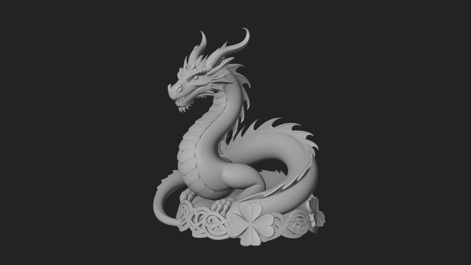 Shamrock Celtic Dragon Statue Design 2 3D Print Model 3D Model
