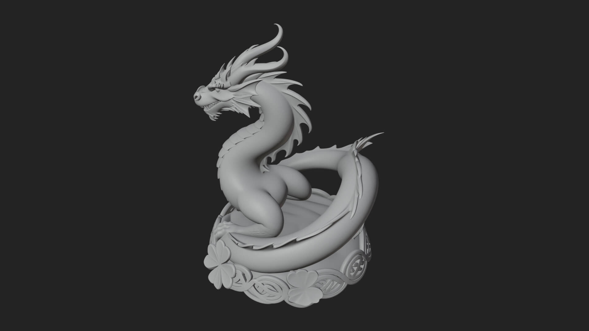 Shamrock Celtic Dragon Statue Design 2 3D Print Model 3D Model