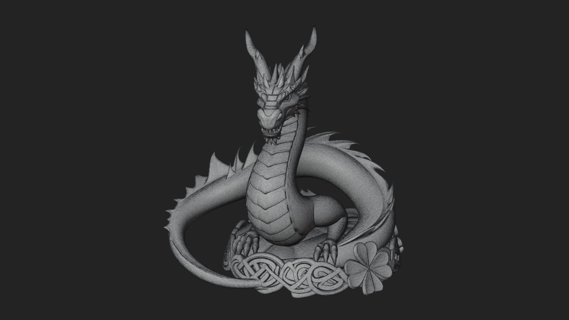 Shamrock Celtic Dragon Statue Design 2 3D Print Model 3D Model