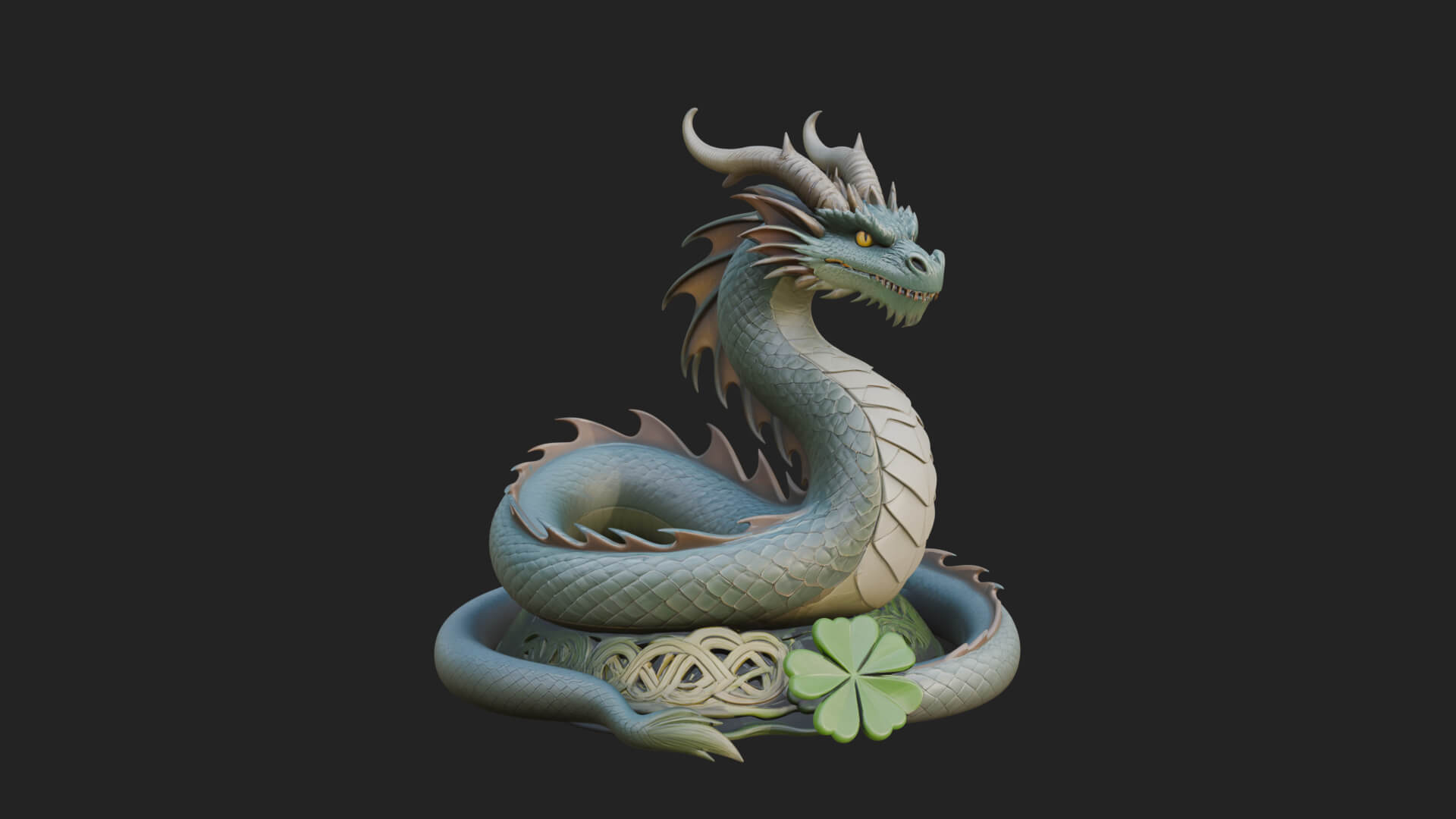 Shamrock Celtic Dragon Statue Design 3 3D Print Model 3D Model