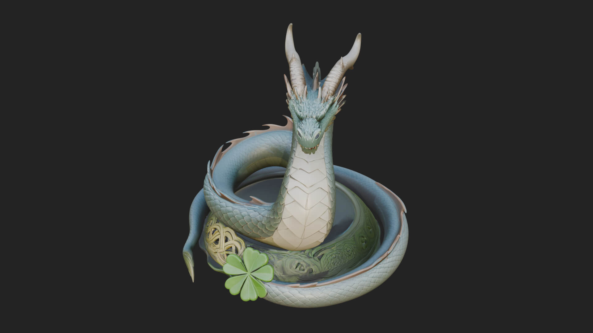 Shamrock Celtic Dragon Statue Design 3 3D Print Model 3D Model