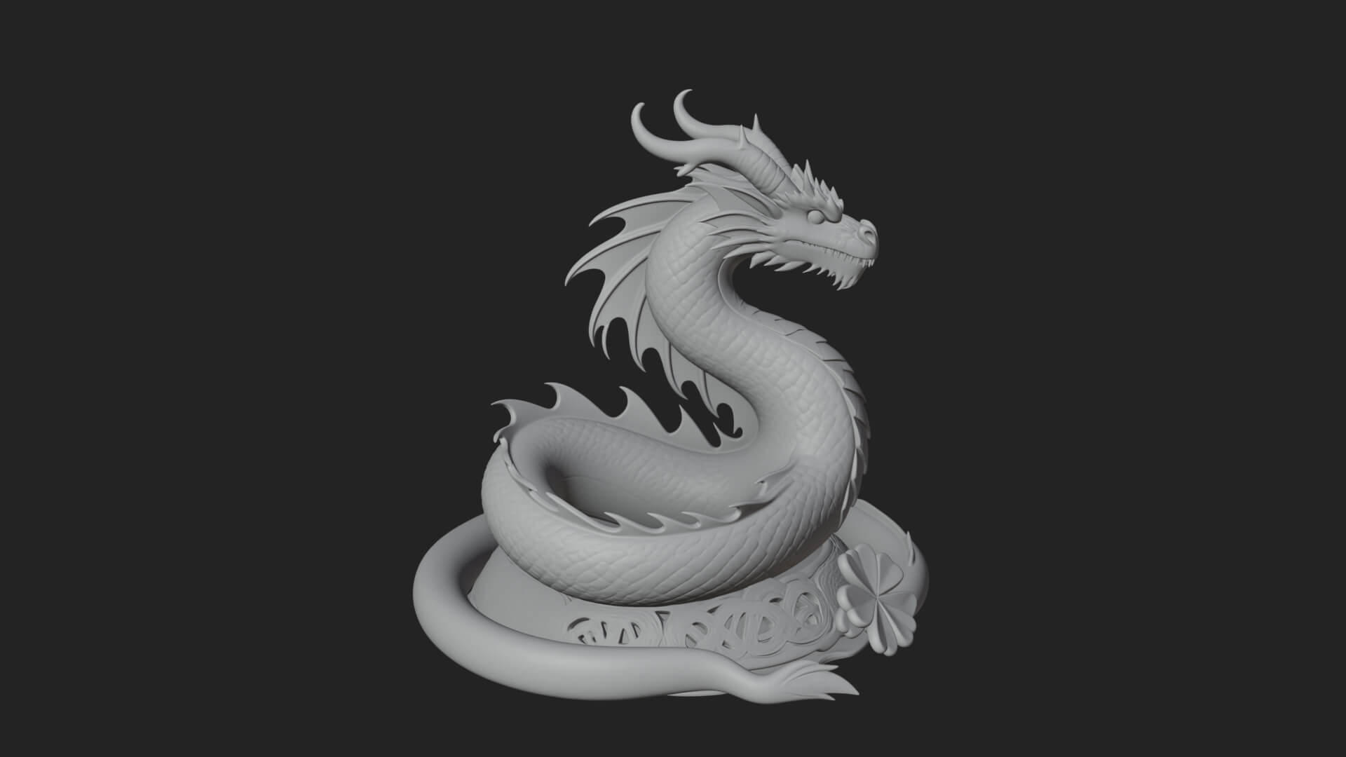 Shamrock Celtic Dragon Statue Design 3 3D Print Model 3D Model
