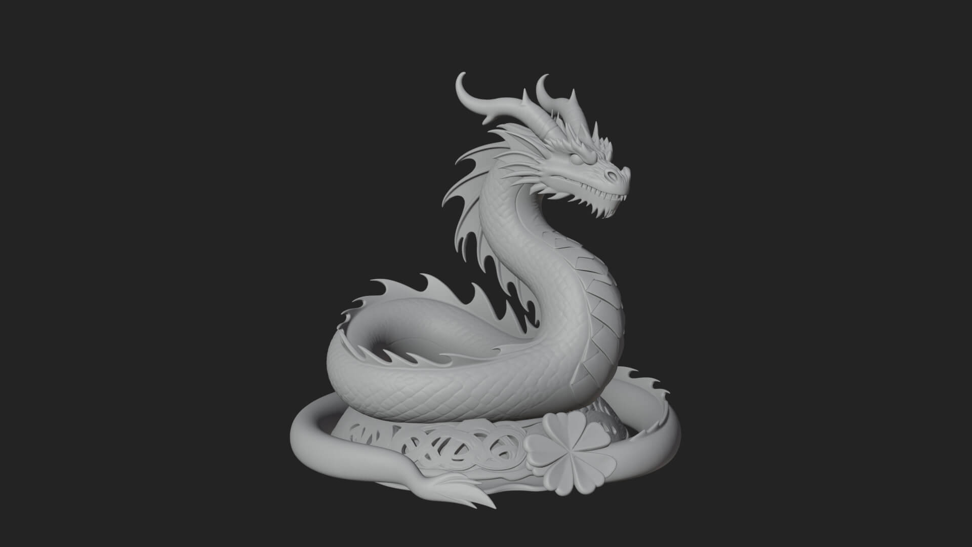 Shamrock Celtic Dragon Statue Design 3 3D Print Model 3D Model