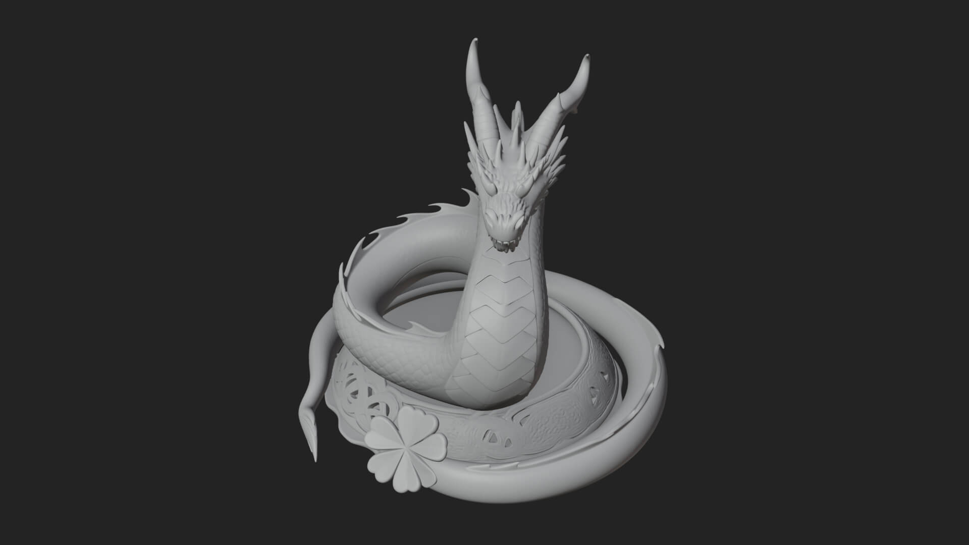 Shamrock Celtic Dragon Statue Design 3 3D Print Model 3D Model